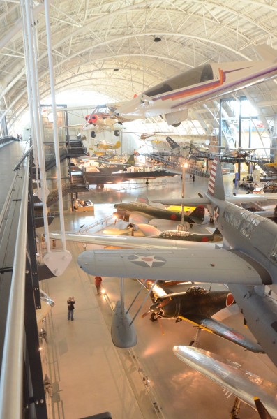Steven F. Udvar-Hazy Center: South hangar panorama, including Vought OS2U-3 Kingfisher seaplane, B-29 Enola Gay, among others