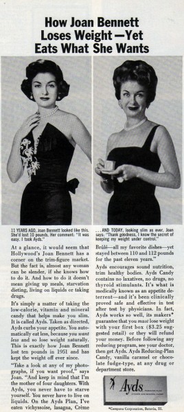Vintage Ad #1,329: How Joan Bennett Lost Weight With a Product Whose Name Had To Be Dropped A Few Decades Later